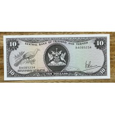 TRINIDAD Y TOBAGO 1977 BILLETE DE 10 DOLARES CON ALGUNOS PUNTOS DE ALFILER